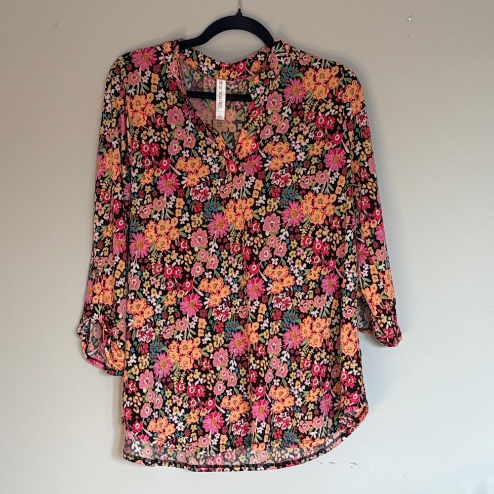 Scarlett Floral Print Blouse - Pink, Orange, Yellow